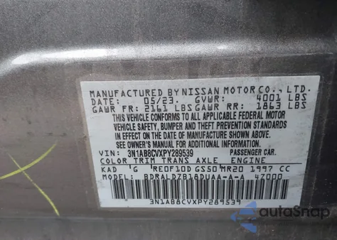 2023 Nissan Sentra Sv Xtronic Cvt from USA, damaged, VIN 3N1AB8CVXPY289539